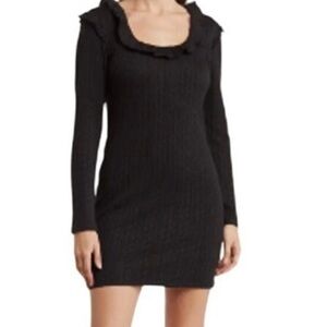 Black Ruffled Knit Sweater NWT